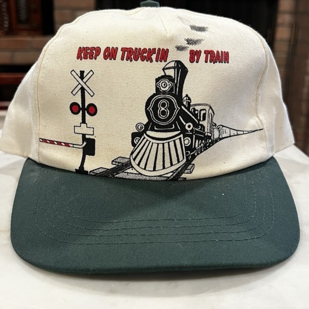 Vintage Retro Keep on‎ Truckin By Train Steam Railroad RR Snapback Ball Cap Hat